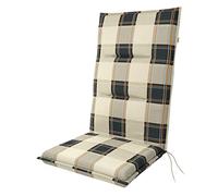 Doppler Fauteuil Haut Spot - Coussin de Chaise de Jardin - Beige à Carreaux Gris - env. 119x48x5cm