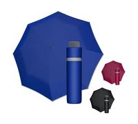 Doppler Mini Parapluie Light Up Reflex Bleu - Ouverture Manuelle, Bord Réfléchissant, Léger Pour Les Déplacements