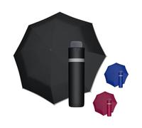 Doppler Mini Parapluie Light Up Reflex Noir - Ouverture Manuelle, Bord Réfléchissant, Léger Pour Les Déplacements