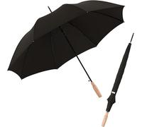 Doppler Nature Stick Parapluie I parasol durable en bouteilles PET & bois I automatique stable de 106cm de diamètre I robuste & sûr en cas de vent & de pluie