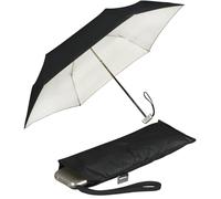 Doppler Parapluie de poche Carbonsteel Slim Uni - Format pratique - Léger comme une plume - 22 cm, Noir-ivoire - Protection contre les UV et la chaleur, 90 cm