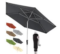 Doppler Parasol Alu Crank Ø 275 cm, Anthracite, manivelle, UV 80+ | Parasol de jardin rond, polyester, structure aluminium, Auto Tilt - inclinaison automatique par manivelle