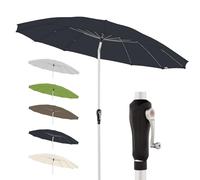 Doppler Parasol Crank Asia Ø 250 cm, Anthracite, manivelle, UV 50+ | Parasol de jardin rond, polyester, structure aluminium, Auto Tilt - inclinaison automatique par manivelle
