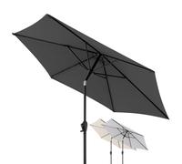 Doppler Parasol Jack Ø 250 cm, Gris foncé, manivelle, protection UV 50+ | Parasol de jardin rond, structure aluminium, polyester, inclinable sur 3 positions pour ajuster l’ombrage