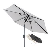 Doppler Parasol Jack 250cm en gris clair - rond pour balcon & terrasse - pliable - de jardin avec fonction manivelle