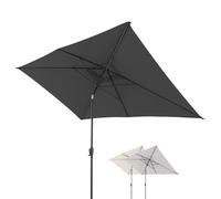 Doppler Parasol Jack 300x200 cm, Gris foncé, à manivelle, UV 50+ | Parasol de jardin rectangulaire, structure aluminium, polyester, inclinable sur 3 positions pour ajuster l’ombrage