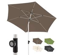 Doppler Parasol rond diamètre 220 cm, pliable avec manivelle, en aluminium, protection UV 80+, toile polyester résistante à la pluie - pour jardin