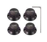 Dopro Boutons de potentiomètre universels en métal pour guitare, basse, 6,35 mm, en aluminium, volume/tonalité, pour Strat/Ibanez/Yamaha/LP Les Paul 2V2T Noir