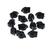 Dopro Lot de 12 mini boutons de potentiomètre universels en forme de tête de poule de 6,35 mm pour guitare, basse, potentiomètre, amplificateur, pédale d'effet de poulet, boutons avec vis de jeu Noir