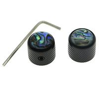 Dopro Lot de 2 boutons de guitare Telecaster en ormeau avec vis et clé Noir