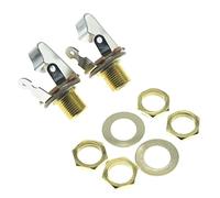 Dopro Lot de 2 prises jack américaines en laiton 3/8"-32 filetage 1/4" femelle pour guitare/basse/entrée jack 6,35 mm TS mono avec écrous et rondelle Doré