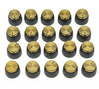 Dopro Lot de 20 boutons d'ampli de guitare noirs avec capuchon doré pour amplificateur Marshall