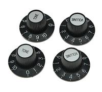 Dopro Lot de 4 boutons de chapeau de sorcière noirs avec capuchon argenté pour guitare SG Epiphone Les Paul