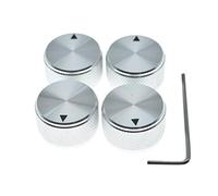 Dopro Lot de 4 boutons de potentiomètre universels en aluminium de 25 x 15,5 mm avec indicateur et vis de réglage pour guitare/basse/pédale d'effet