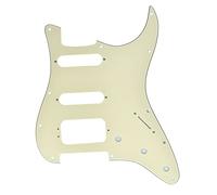 Dopro Pickguard pour guitare Strat HSS à 11 trous avec montage pour micro humbucking à 3 vis, compatible avec Fender Stratocaster américaine, 3 plis, crème