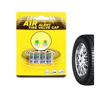 Dopsyesn Air Alert Bouchon de Valve de Pneu, 4 Pièces Capteur Indicateur d'Alerte, Bouchons De Valve avec Jauge De Pression, pour Longs Trajets Moto Camion SUV Et Entretien Quotidien Véhicule