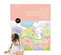 Dopsyesn Livre De Peinture Aquarelle,Cahier de Coloriage Aquarelle Enfant | Kit Créatif avec Pinceau 24 Pages Activités Éducatives Jeux Créatifs pour Voyages et Maison
