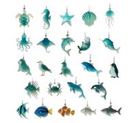 Dopsyesn Verre de Mer Calendrier de l'Avent de Noël - Pendentifs Acryliques 2D Vie Marine,24 Jours de Calendrier de l'Avent 2026 | Pour Appartement Salon Fenêtre Mur Bureau Voiture Fête Adultes