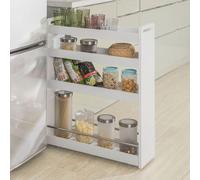 DOPWii Étagère à bouteilles Étagère à épices en niche avec roulettes Profondeur 18 cm, NSR01-W