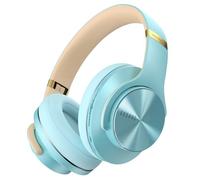 DOQAUS Casque sans fil Bluetooth Over-Ear 90 heures, casque Bluetooth supra-auriculaire, casque sans fil avec 3 modes de musique, microphone intégré, bleu clair