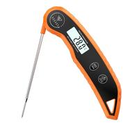 DOQAUS Thermometre Cuisine, Thermomètre Cuisson, Lecture Instantanée en 3s, Précision ±0,5°C, Écran LCD Rétro-Éclairé, Sonde en Acier Inox de 12 Cm, Pour Cuisine, Viande, Bbq, Eau, Huile - Orange