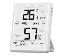 DOQAUS Thermomètre hygromètre numérique d'intérieur - Thermomètre hygromètre d'humidité avec grand écran LCD - Pour serre, chambre de bébé, salon, bureau (blanc)