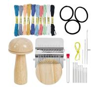 Doqeou Kit de patchs en tricot champignon - Portable et multifonction - En bois - Pour la à la main, le bricolage, les chaussettes, les vêtements