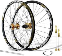 d'or,29inch,Jeu De Roues De Vélo De Montagne À Disque 24/26/27,5/29 Pouces avec Moyeux 32H Et Blocage Rapide pour Cassette 7 8 9 10 11 12 Vitesses, Jantes Avant Et Arrière