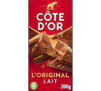 D'OR - Tablette de Chocolat Lait L'original COTE | Saveurs onctueuses et gourmandes | Idéal pour les pauses sucrées | La tablette de 200 g | LOT DE 4