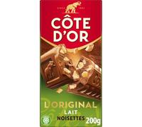 D'OR - Tablette de Chocolat Lait Noisettes COTE | Gourmand et onctueux | Idéal pour une pause sucrée | La tablette de 200 g | LOT DE 3