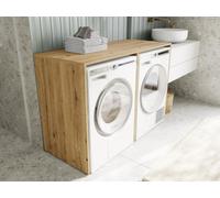 DORA Armoire pour lave-linge de 130 cm de large avec placard Armoire de surélévation pour lave-linge ou sèche-linge Armoire pour salle de bain