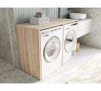 DORA Armoire pour lave-linge de 130 cm de large avec placard Armoire de surélévation pour lave-linge ou sèche-linge Armoire pour salle de bain