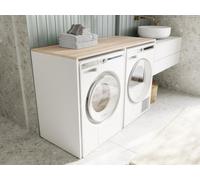 DORA Armoire pour lave-linge de 130 cm de large avec placard Armoire de surélévation pour lave-linge ou sèche-linge Armoire pour salle de bain