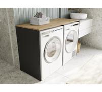 DORA Armoire pour lave-linge de 130 cm de large avec placard Armoire de surélévation pour lave-linge ou sèche-linge Armoire pour salle de bain