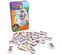 Dora - Boîte Métal 28 Dominos - Personnages Explorateurs - Jeu De Société - Jeu D'Équilibre Patience Raisonnement - Boîte Rangement Et Transport - Jouet Issu du Dessin Animé - Jouet Enfant 4 Ans et +