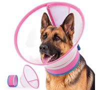 DORA BRIDAL Cône souple pour chien, collier électrique réglable pour chiens de petite, moyenne et grande taille, anti-léchage, post-chirurgie, PVC, S/M/L/XL (rose, L)