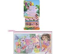 Dora l'exploratrice Kit de beauté avec pinces, jarretières et scrunchies dans un étui à fermeture éclair