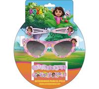 Dora l'exploratrice - Set de beauté - Accessoires pour cheveux avec clips, élastiques et lunettes pour enfants