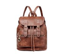 Dora & Liz Mini sac à dos en cuir pour femme - Style rétro - Léger - Sac à bandoulière, marron, S, Sac à dos daypack