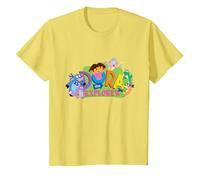 Dora The Explorer Classic Logo with Boots and Swiper T-Shirt, Enfant, Citron, 4 Ans