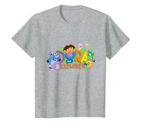 Dora The Explorer Classic Logo with Boots and Swiper T-Shirt, Enfant, Gris Chiné, 8 Ans