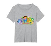 Dora The Explorer Classic Logo with Boots and Swiper T-Shirt, Femme Grandes Tailles, Gris Chiné, 2X