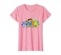 Dora The Explorer Classic Logo with Boots and Swiper T-Shirt, Femme, Rose, S