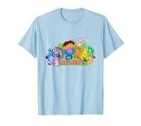 Dora The Explorer Classic Logo with Boots and Swiper T-Shirt, Homme, Bleu Céleste, L