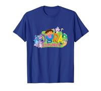 Dora The Explorer Classic Logo with Boots and Swiper T-Shirt, Homme, Bleu Royal, 3XL