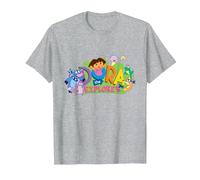 Dora The Explorer Classic Logo with Boots and Swiper T-Shirt, Homme, Gris Chiné, S