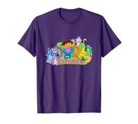 Dora The Explorer Classic Logo with Boots and Swiper T-Shirt, Homme, Violet, S