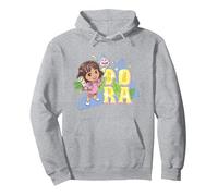 Dora The Explorer Dora and Friends Colorful Sketch Logo Sweat à Capuche, Unisexe pour Adultes, Gris Chiné, M
