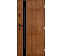 Dorado 01 Porte d'entrée 100 x 200 cm DIN droite - Porte d'entrée 72 mm avec nano-revêtement - Porte en acier 1,3 Ud - Kit complet avec cadre et poignée - Porte extérieure robuste avec boulons de
