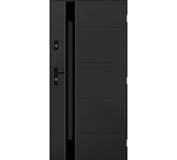 Dorado 01 Porte d'entrée 100 x 200 cm DIN droite - Porte d'entrée 72 mm avec nano-revêtement - Porte en acier 1,3 Ud - Kit complet avec cadre et poignée - Porte extérieure robuste avec boulons de